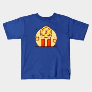 Hands With Money Bag And Gold Coin Kids T-Shirt